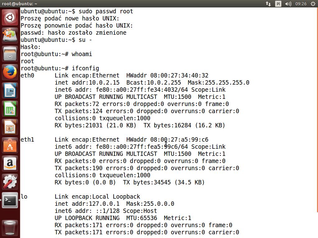 I tak dla maszyny wirtualnej ubuntu wybieramy ustawienia (Settings), przechodzimy do kategorii Network i w zakładce Adapter 1 kartę podłączamy w trybie NAT natomiast w zakładce Adapter 2