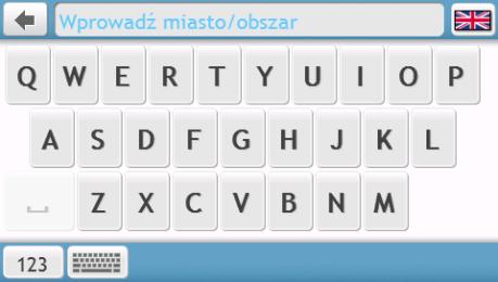 Ekran Klawiatura może być wyświetlany w różnych układach, w zależności od informacji do wprowadzenia, włącznie ze znakami alfabetu,