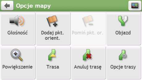 Element Informacje o odległości i czasie Opis Stuknij, aby rozwinąć i wybrać następujące opcje: DTG (Odległość do przejechania) TTG (Czas przejazdu) km/h lub mph (prędkość) i nagłówek z kompasem