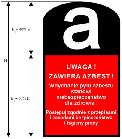 Rysunek 2 Wzór oznaczenia wyrobów zawierające azbest oraz odpady lub miejsca ich występowania Źródło:https://www.bazaazbestowa.gov.