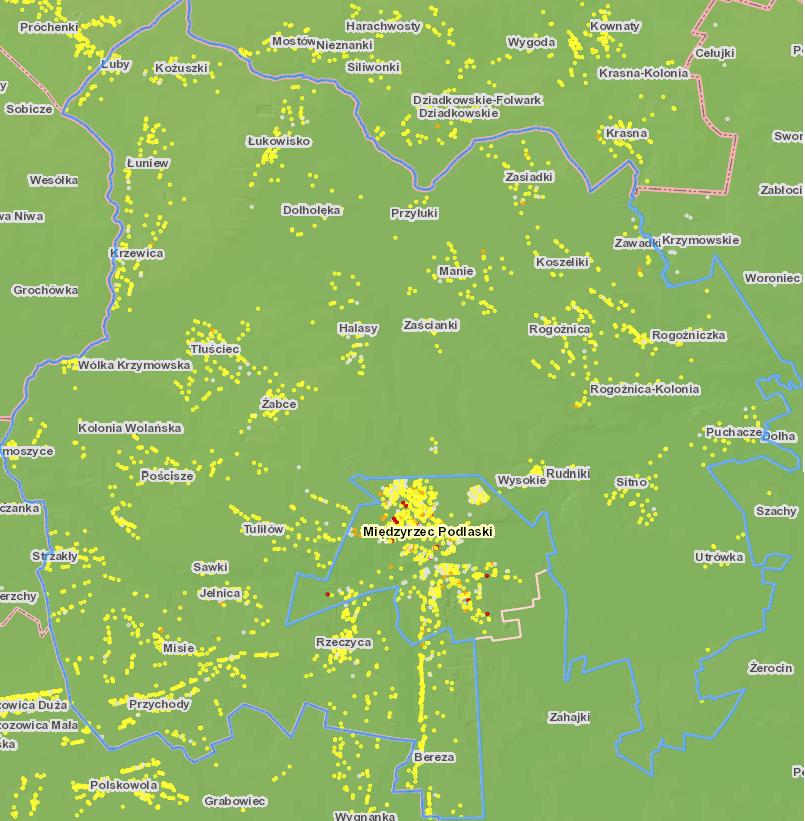 Mapa 4 Lokalizacja wyrobów azbestowych w Gminie Międzyrzec Podlaski Źródło: Opracowanie własne wg Bazy Azbestowej Na poniższym wykresie przedstawiono proces utylizacji wyrobów azbestowych na terenie