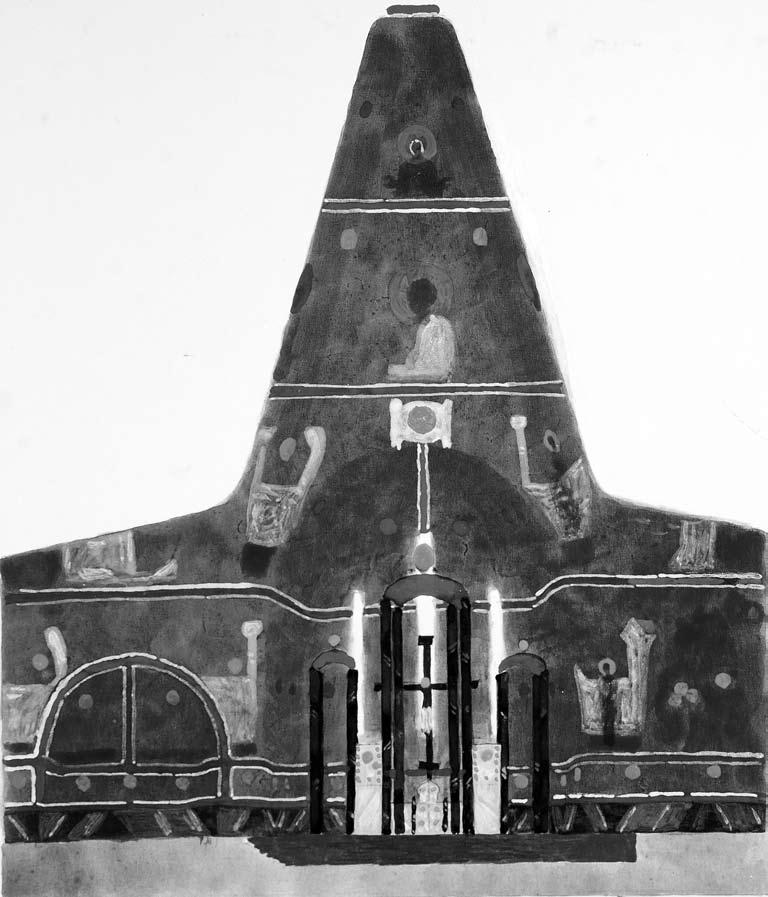 Ewa Zalewska Projekt polichromii i ikonostasu soboru pw. Trójcy Świętej w Hajnówce (gwasz na papierze), 1970, Jerzy Nowosielski. Własność prywatna. Fot. G. Dąbrowski.
