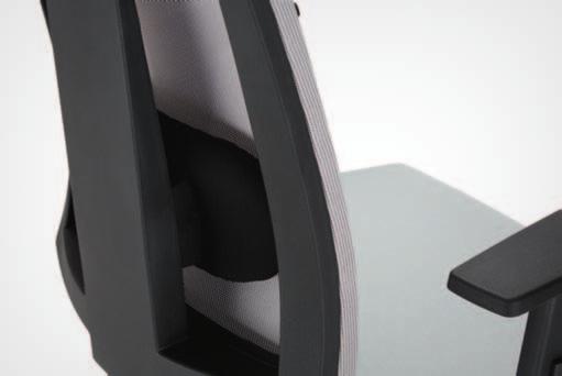 Regulacja zakresu przyciskami + i znajdującymi się na oparciu krzesła. The height-adjustable lumbar support LU2, designed for the MESH and MESH PLUS backrest versions, ensures high comfort.