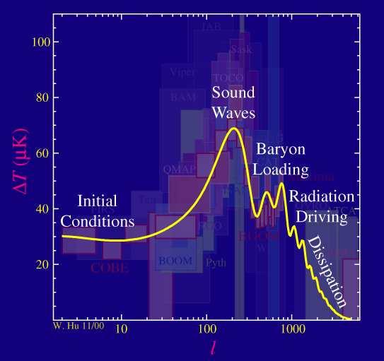 Acoustic Peaks disentangling comic parameters F.