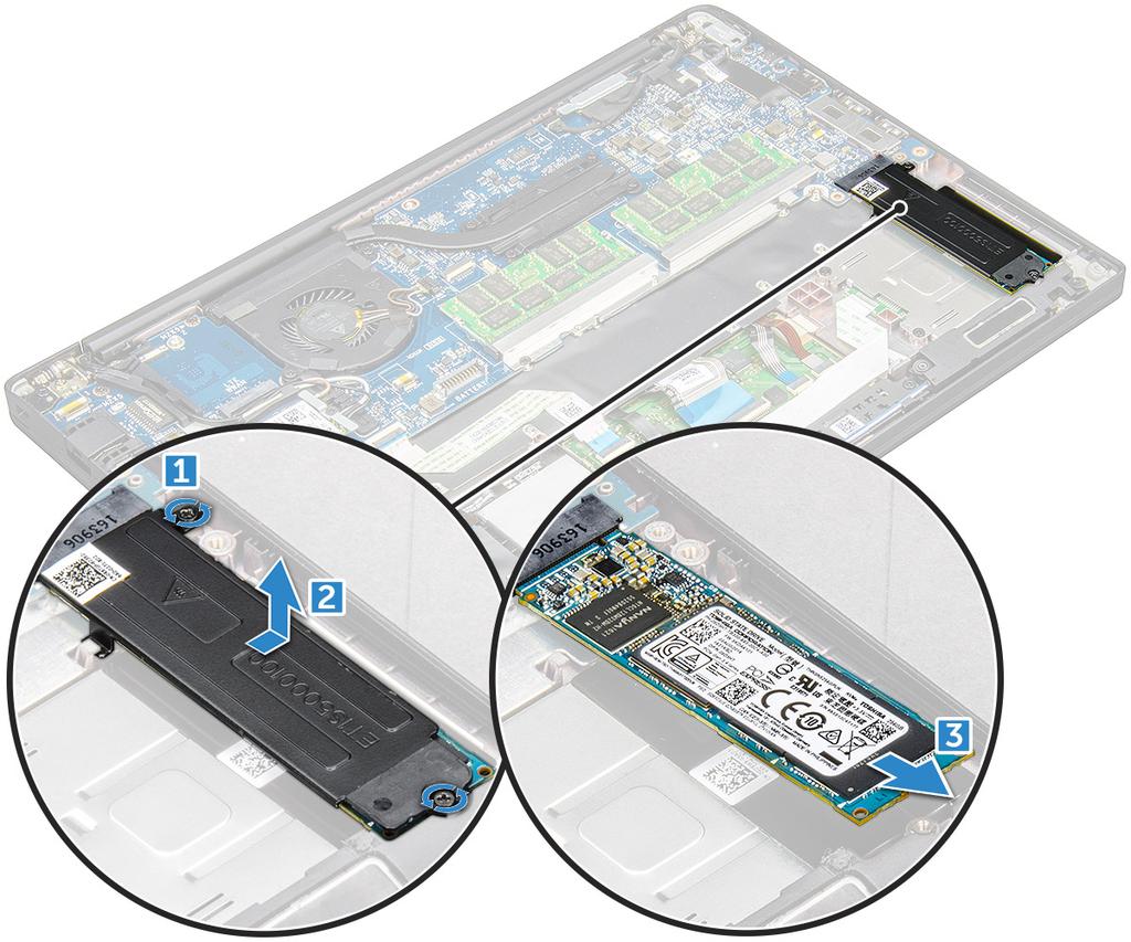 GUID-FCB1414D-86F6-40A3-B9CF-A9B9A4F001EF PCIe disk SSD (Solid State Drive) GUID-9EB3953B-F34A-4973-B499-94C017A7BD82 Demontáž karty PCIe SSD 1 Postupujte podľa pokynov uvedených v časti Pred