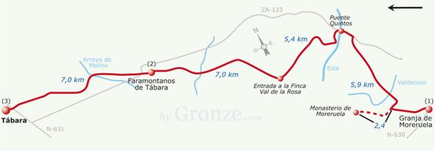 Etap 1 Granja de Moreruela - Tabara (25.3 km) Granja de Moreruela Do Faramontanos Tábara: 18.2 km Do Santiago de Compostela: 367.