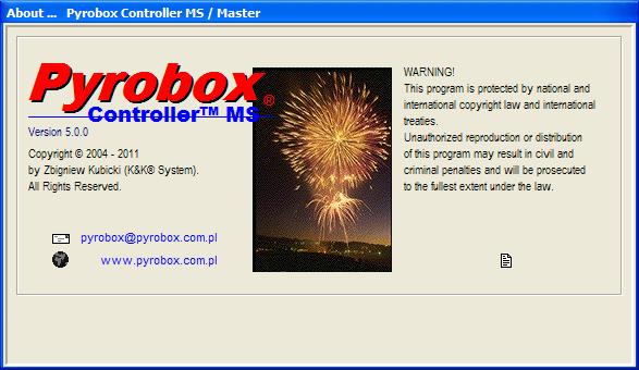 I. Okno Main - to stale widoczne główne okno programu Pyrobox Controller MS Master - w obrębie którego znajdują się m.in. przyciski otwierające poszczególne okna funkcyjne programu 1.