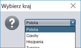 Możliwości podajemy jako elementy tablicy napisów, możemy przy tym zaznaczyć, która z możliwości będzie na początku wybrana (tu - napis "Polska").