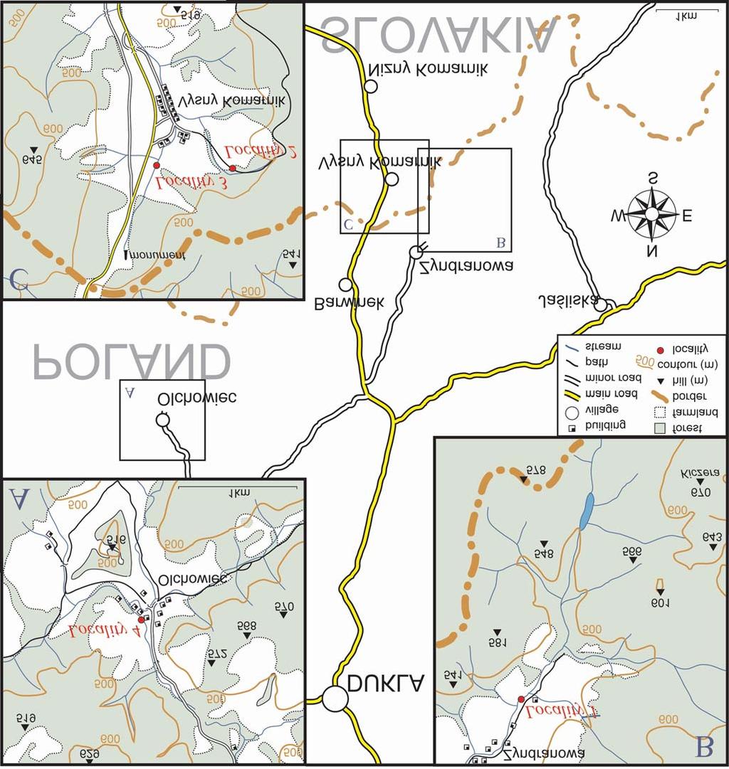 252 S. KENDER ET AL. Fig. 3. Location of sampled localities in the Carpathian region. Locality 1: samples Z0 Z11 & S9; locality 2: sample S12; locality 3: samples S8 & S13; locality 4: sample S15.