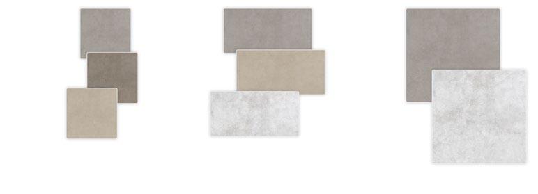 Qubus 33,3 33,3 cm ścieralność PEI 4 R10 - grey - dark grey - soft grey Qubus 31 62 cm ścieralność PEI 4 R10 - grey - soft grey - white Qubus 60 60 cm ścieralność