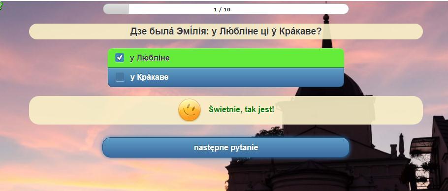 Эм л я: А шо тай гадз е я выехала з Любл а а аўтоб е, а дзявятай жо была ў Брэ це, а отым ехала цэл ю оч а цяг к. Я вельм там ла я. Д маю, м е трэба трошк ад ачыць.
