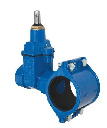 ZASUWO-OPASKA Z KLINEM GUMOWANYM NA RURĘ PVC/PE GATE VALVE WITH TAPPING SADDLE AND GUMMED- WEDGE FOR PVC/PE PIPES ХОМУТ С ОБРЕЗИНЕННЫМ КЛИНОМ, С ЗАДВИЖКОЙ И ОБОЙМОЙ, ДЛЯ ТРУБ ИЗ ПВХ/ПЭ ŻELIWO