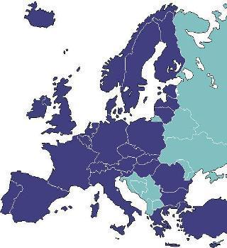 32 kraje: Austria Belgia Bułgaria Cypr Czechy Dania Estnia Finlandia Francja Grecja Hiszpania Hlandia Irlandia Islandia Liechtenstein