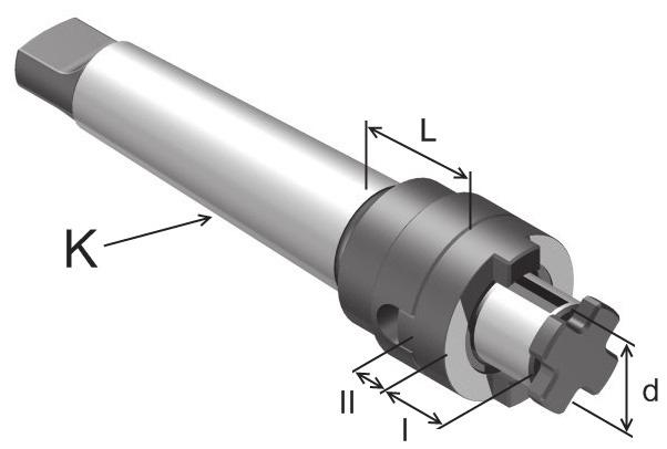 Oprawki zaciskowe o narzęzi z chwytem walcowym Welon IN-B, bez płetwy En Mill Aapters or cutters with cylinrical shank an welon flat IN -B Fraseraufnahmen fuer Fraeser mit Zylinerschaft un
