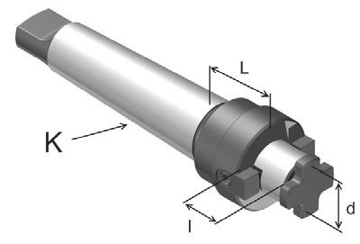 Uchwyty narzęziowe IN00 / Toolholers IN00 UCHWYTY NARZĘZIOWE MORSE'A IN MORSE'A TAPERS IN Trzpienie frezarskie uniwersalne krótkie o frezów z rowkiem zabierakowym, z płetwą Combination Shell Mill