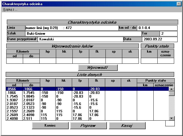 W celu wprowadzenia do programu danych z odpowiedniego pliku, z menu górnego wybieramy komendę "Plik" / "Otwórz" / "Plik SONIT".