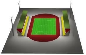 UEFA/FIFA (Transmitowane w TV) Liczba masztów: 55m 4 maszty, & dach Liczba osprzętu : 1200W 200