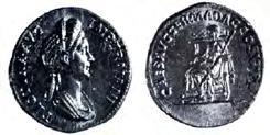 AUREUS PLOTYNY 112 a.d. awers: głowa plotyny i napis 'plotina aug imp. traiani.' rewers : plotyna siedzi, w ręce trzyma berło - napis ' caes aug. germa. dac.