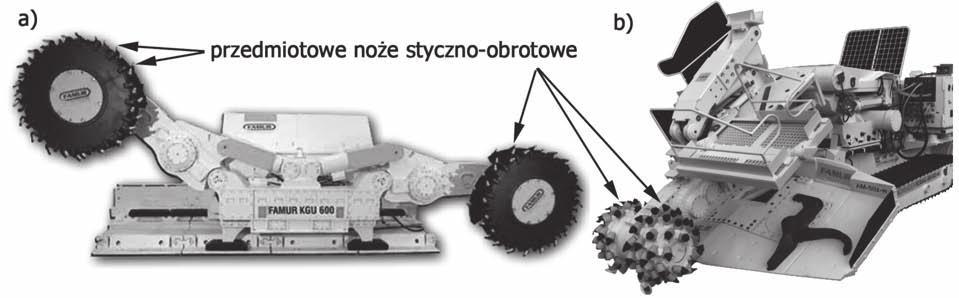 2 PRZEGLĄD GÓRNICZY 2017 złóż zakładają również wykorzystanie narzędzi dyskowych (Krauze 2002) oraz noży styczno-obrotowych (Bołoz 2013).