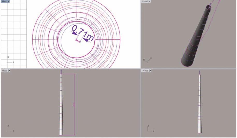 48 PRZEGLĄD GÓRNICZY 2017 Rys. 3. Chmura punktów reprezentująca komin Fig. 3. Point cloud representing the chimney chmur punktów, uzyskanych ze stanowiska bliskiego (nr 1) oraz oddalonego (nr 3).