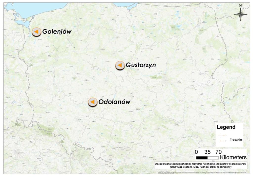 PODSTAWOWE INFORMACJE O CZĘŚCI LĄDOWEJ PROJEKTU Tłocznie systemowe ZAKRES PROJEKTU Budowa Tłoczni Gazu Goleniów o mocy 30 MW Budowa