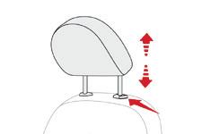 F Aby wyjąć zagłówek, ustawić go w położeniu górnym, a następnie wyciągnąć go, naciskając jednocześnie przycisk regulacji wysokości.