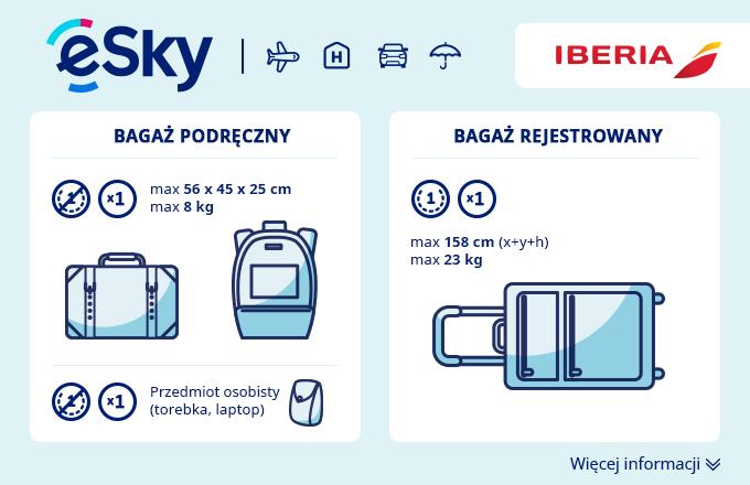 Ostatnia aktualizacja: 09.05.2018 Bagaż: Wymiary i waga - Iberia Iberia Sprawdź, jaki bagaż podręczny w liniach Iberia możesz zabrać do samolotu.