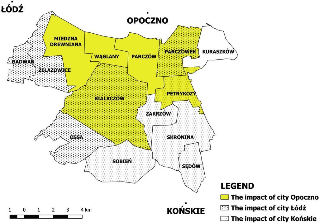 Patchwork of Land Ownership as Barrier to Development of Rural Areas 91 The spatial image showing regularities in the structure of farmland ownership by non-resident owners (Fig.