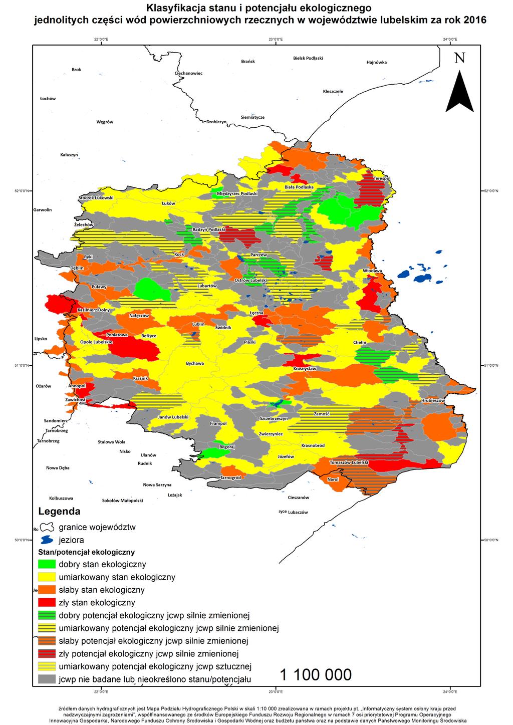 5. Graficzna prezentacja wyników klasyfikacji stanu ekologicznego, potencjału