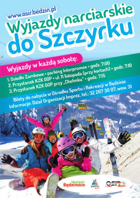 KULTURA SPORT AKtuALNoścI BęDZIńSKIe www.bedzin.pl luty nr 2 15 2.02. 17:00-19:00 Szkółka jazdy na łyżwach, lodowisko OSiR 4.02. 09:00 Będzińska Liga Siatkonogi, hala sportowa Łagisza 4.02. 11:00 Będzińska Liga Futsalu, hala sportowa Łagisza 9.