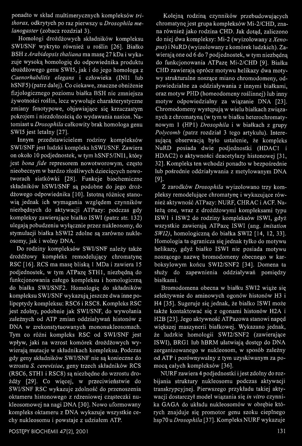 Białko BSH zarabidopsis thaliana ma masę 27 kda i wykazuje wysoką homologię do odpowiednika produktu drożdżowego genu SWI5, jak i do jego homologa z Caenorhabditis elegans i człowieka (INI1 lub