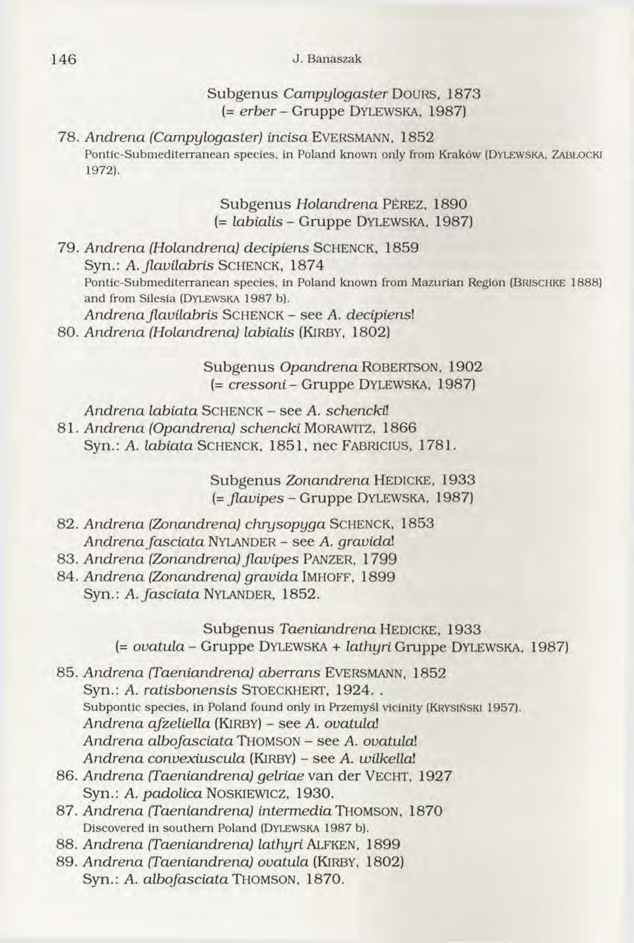 1 4 6 J. B anaszak Subgenus CampylogasterDouRS, 1873 (= erber - Gruppe D y lew sk a, 1987) 78.