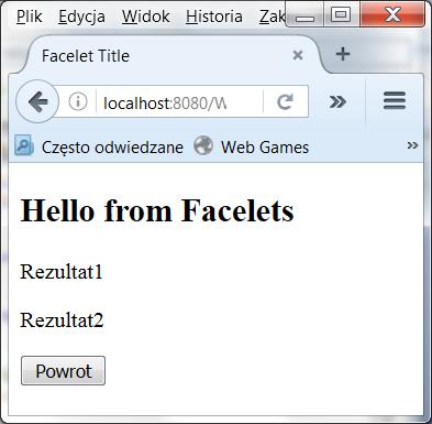 (5) Dodawanie wybranych znaczników do strony Znaczniki pól wyjściowych h:outputformat h:outputlabel h:outputlink h:outputtext Zastosowanie znacznika h:outputlabel do renderowania Label (atrybut value