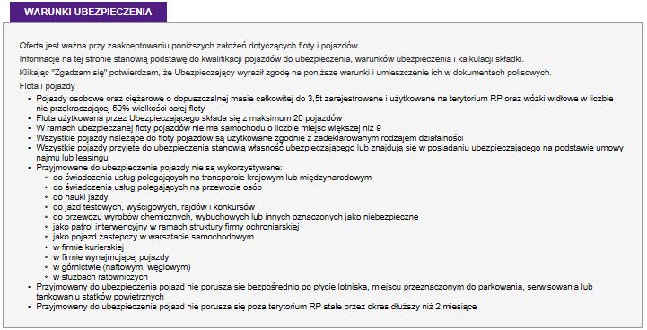 Pamiętaj! Polisy możesz sprzedać tylko na pojazdy, które nie mają aktywnej polisy w Link4. W celu wyliczenia oferty i sprzedaży polisy należy kliknąć na przycisk Kalkulator Mini Floty.