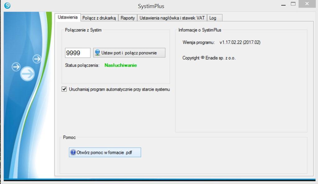 Okienko programu SystimPlus można zminimalizować, tak aby program działał w tle.