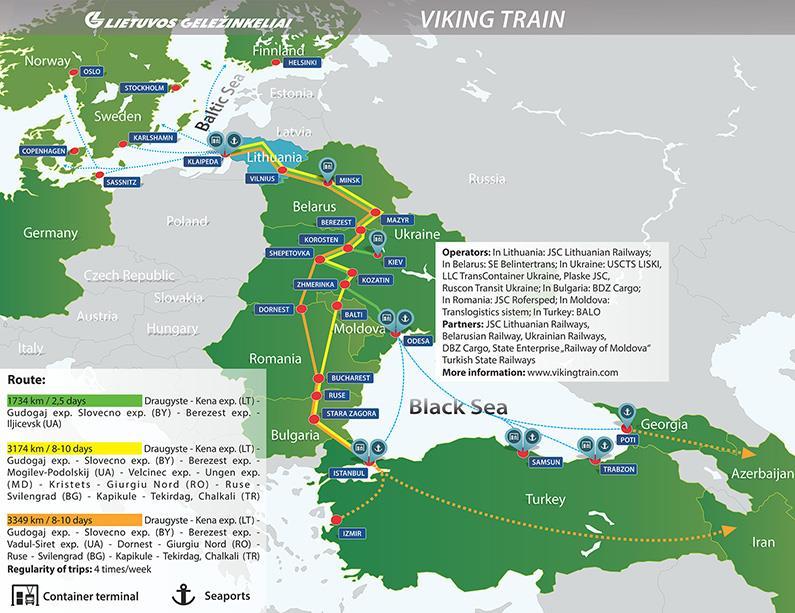 Pag 47 Figura 2 Rutele Trenului Viking 2) Trenuri regulate România În România, transportul de marfă pe calea ferată este realizat de companii publice și companii private, existând peste 20 de