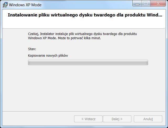 Zakończenie instalacji wirtualnego dysku twardego zostanie potwierdzone