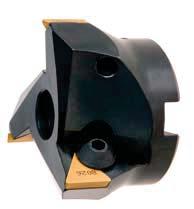 220.17 Frezy nasadzane walcowo-czołowe Shoulder milling cutters Eckfräser Фрезы насадныe торцевые D (js16) d (H7) d1 d2 H h B Code No 0641-514- płytki wymienne replaceable plates płytka podporowa
