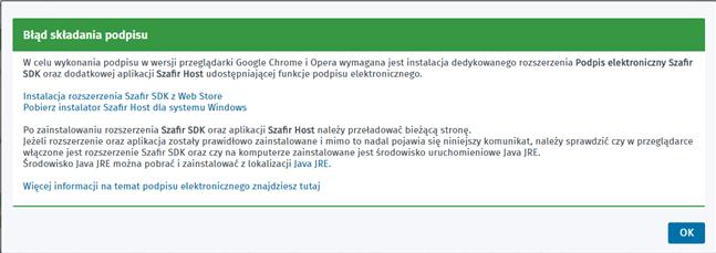 braku odpowiednich wtyczek również jest wyświetlany komunikat:
