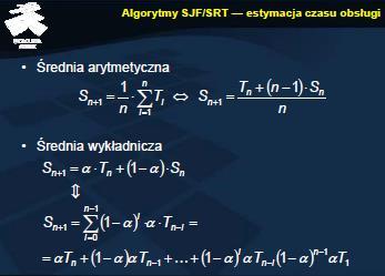 Wyznaczanie czasu kolejnej fazy oparte o średnią arytmetyczną Jedno podejście polega na wyznaczeniu średniego czasu obsługi poprzednich faz procesu. Dla pierwszego okresu można przyjąć np.