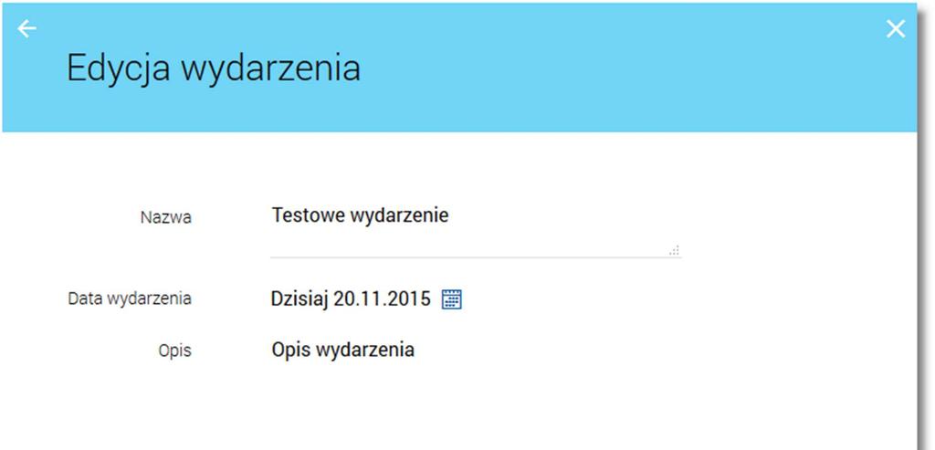 Page14 Zostanie zaprezentowana formatka potwierdzająca edycję danych wydarzenia, na której