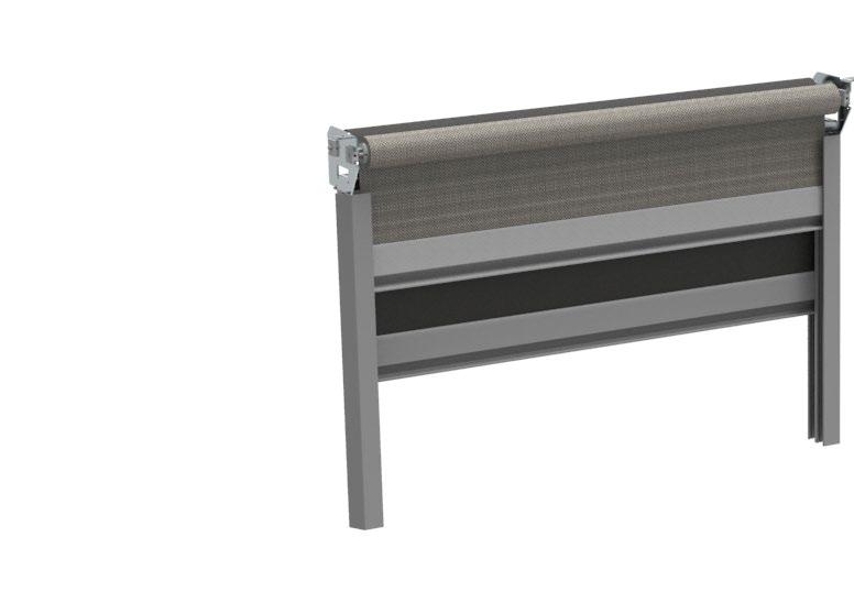 SRT 20 Double U-shaped guide rails rollers in horizontal position SRT 20 Roleta podwójna, rolki w poziomie RAL Developed to protect against direct sunlight, for salons of passenger carriages.