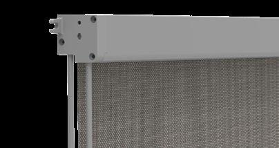 Roller shutter with U-shaped guides. The guides are made of anodized aluminium or stainless steel. Position mounting at end points. Roller shutter with straight guides.