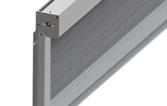 Steel elements and fittings are painted with powder paint in same color like aluminum. The system is offered in a large color spectrum of special fabrics.