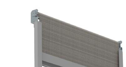 Roller blinds are made with special aluminum profiles, anodized or painted by powder paint any color RAL according the customer request. Effectuation bended guide rails.