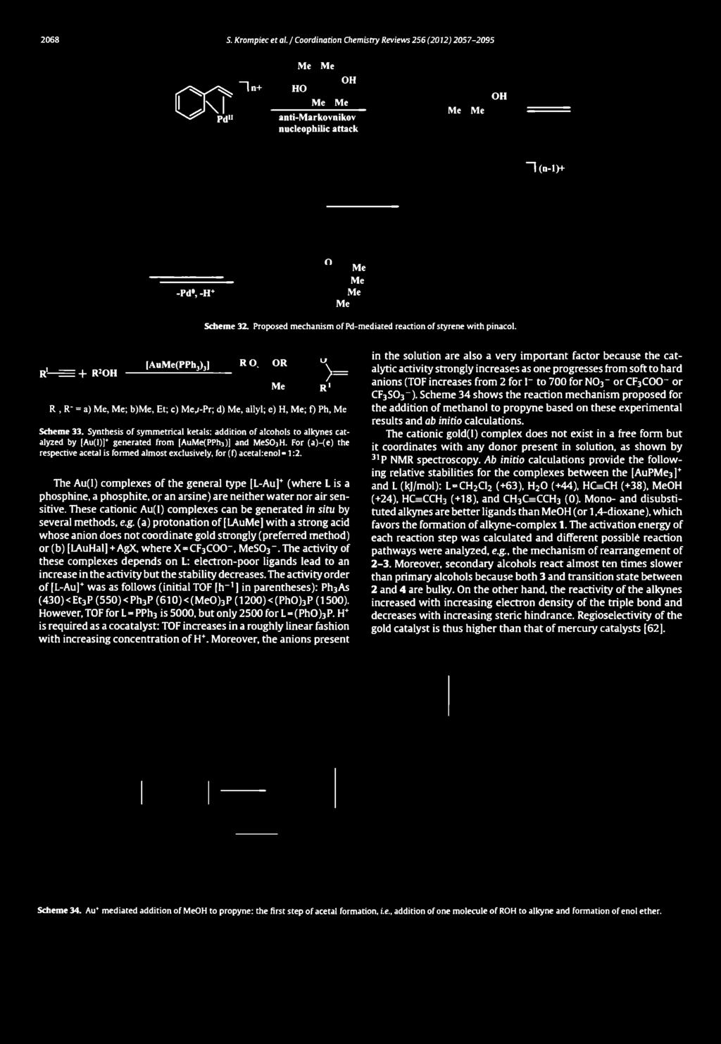 ocr" Pd» Me HO Me Me Me OH anti-markovnikov nucleophilic attack Me Me OH I (n-lh- -Pd, -H+ O Me Me Me Me Scheme 32. Proposed mechanism of Pd-mediated reaction of styrene with pinacol.