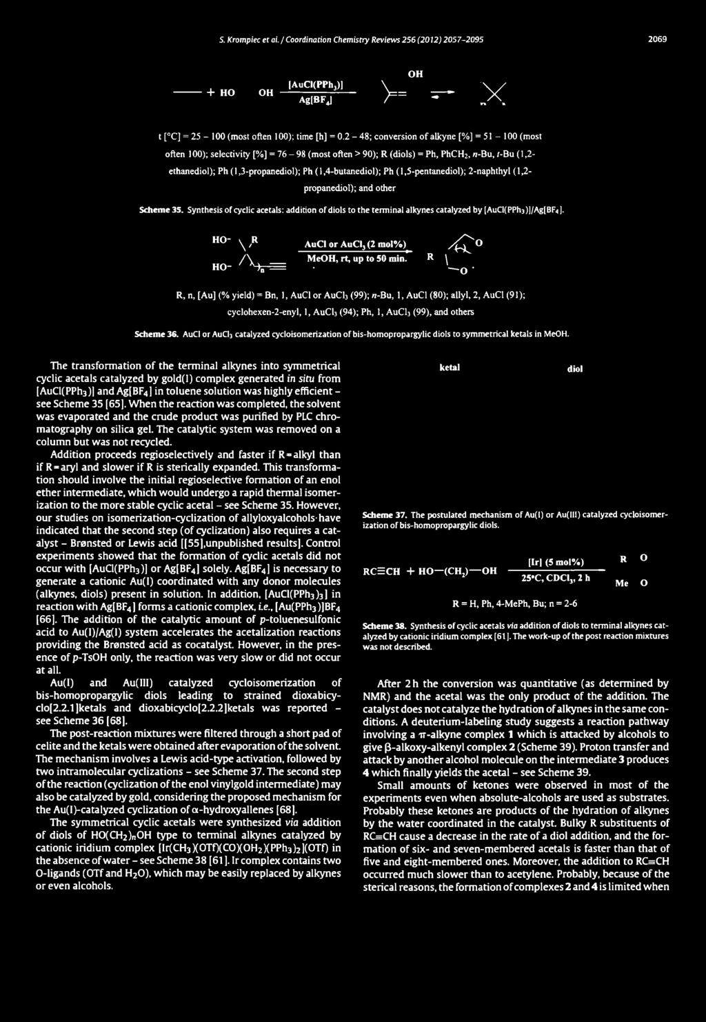+ HO OH [AuCI(PPh3)] Ag[BFJ OH V- -- X t [ C] = 25-100 (most often 100); time [h] = 0.