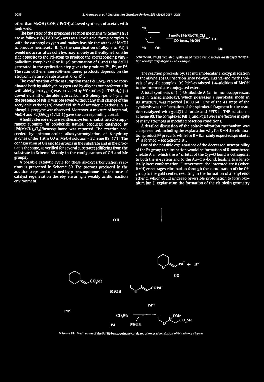 other than MeOH (EtOH, i-proh) allowed synthesis of acetals with high yield.