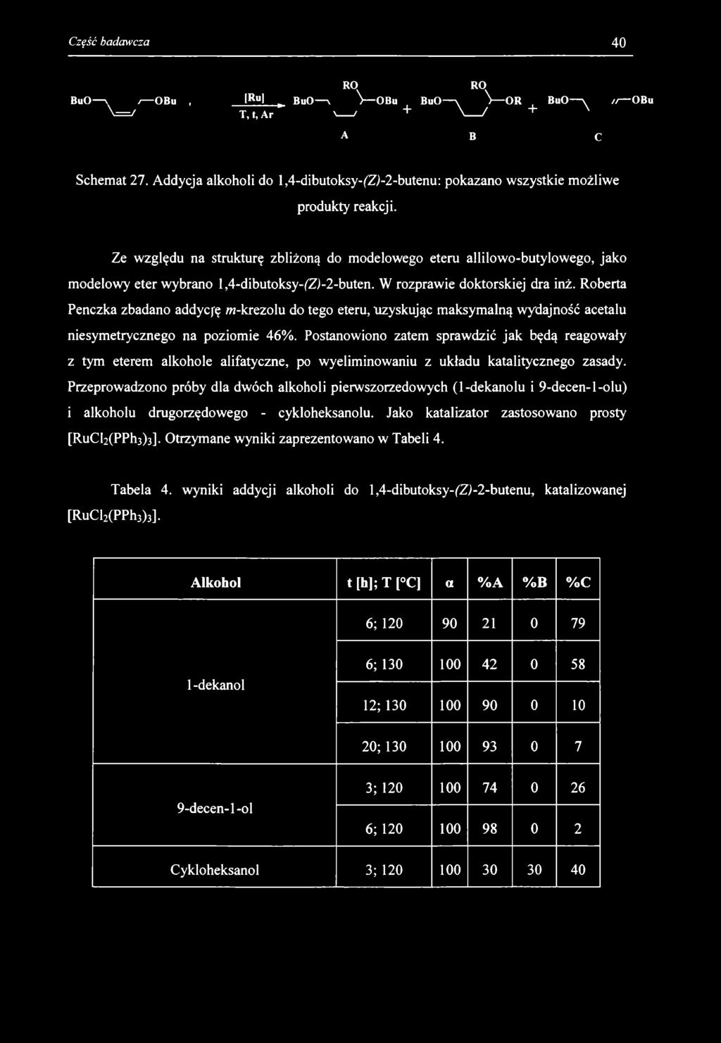 RO BuO v, OBu, lrul. BuO \ V OBu BuO y \ OR BuO y 11 OBu \ = J t, t, Ar '-----' + '-----f + RO A B C Schemat 27.