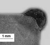 III) Fig. 4. The macrostructure of the TIG and PTA padding welds in different position of the cross point of wire and electrode relatively to the edge (tab. III) Tablica III.